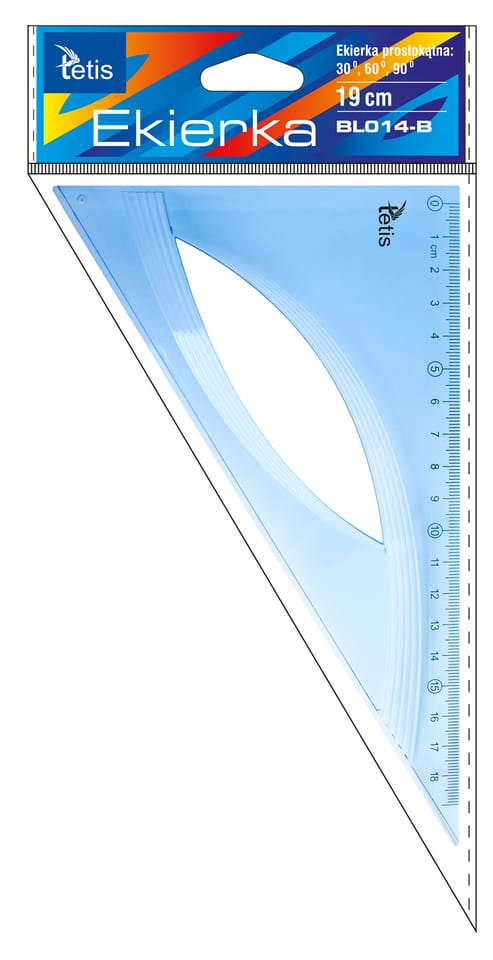 Ekierka prostokątna 19cm NIEBIESKA BL014-B TETIS