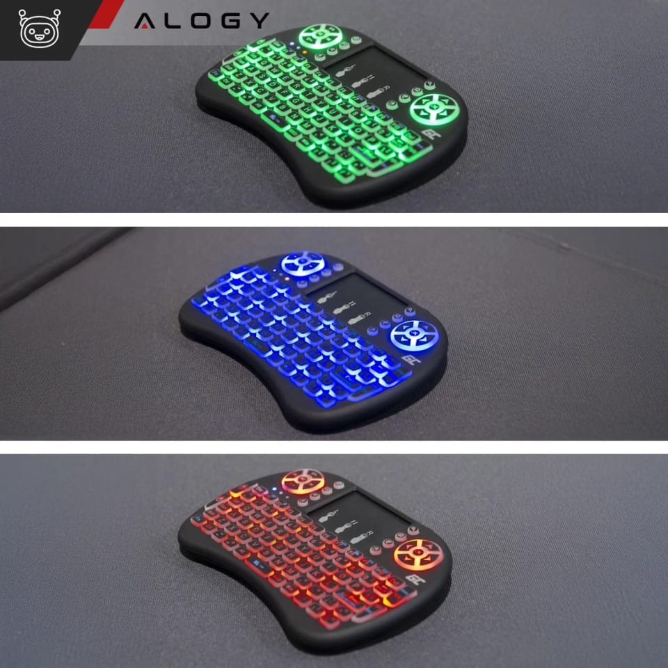 Bezprzewodowa mini Klawiatura Alogy podświetlana 3 kolory touchpad