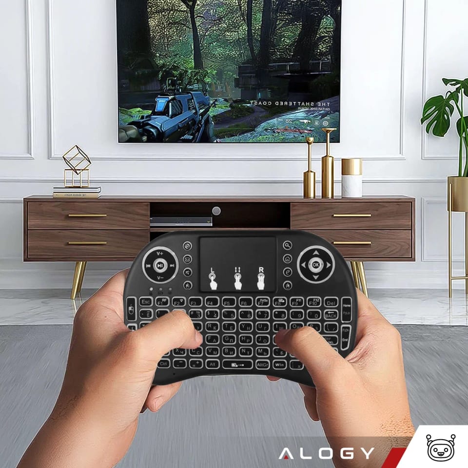 Bezprzewodowa mini Klawiatura Alogy podświetlana 3 kolory touchpad