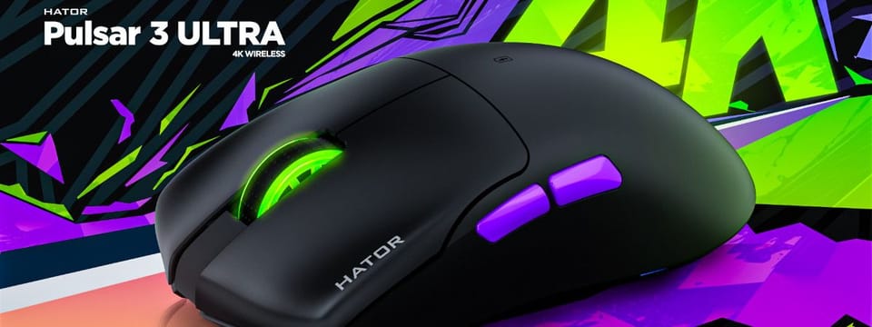 Mysz dla graczy bezprzewodowa Hator Pulsar 3 Ultra 4K Wireless czarna