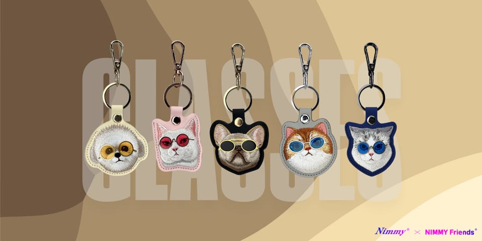 Etui na lokalizator / brelok Nimmy       Glasses Cool Cat niebieski