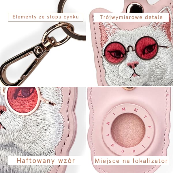 Etui na lokalizator / brelok Nimmy       Glasses Cool Cat różowy