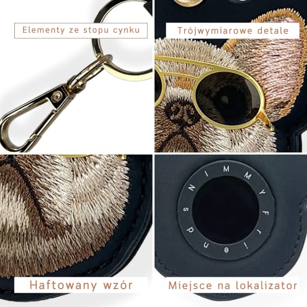 Etui na lokalizator / brelok Nimmy       Glasses Cool Dog czarny