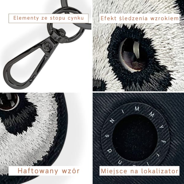 Etui na lokalizator / brelok Nimmy Big   Eyed Pet 2.0 Panda czarny