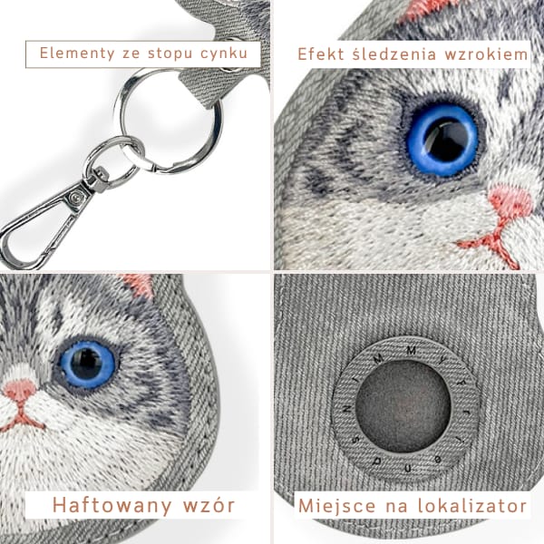 Etui na lokalizator / brelok Nimmy New   Big Eyed Pet 2.0 Cat szary