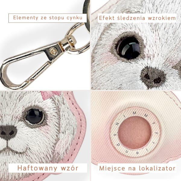 Etui na lokalizator / brelok Nimmy New   Big Eyed Pet 2.0 Dog różowy