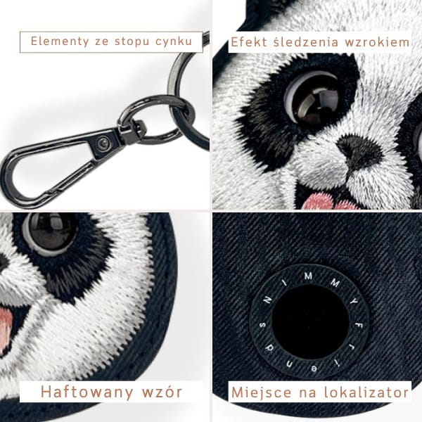 Etui na lokalizator / brelok Nimmy New   Big Eyed Pet 2.0 Panda czarny