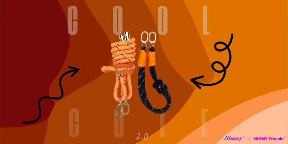 Zestaw crossbody + handstrap Nimmy       Cool&Cute 2.0 pomarańczowo czarny