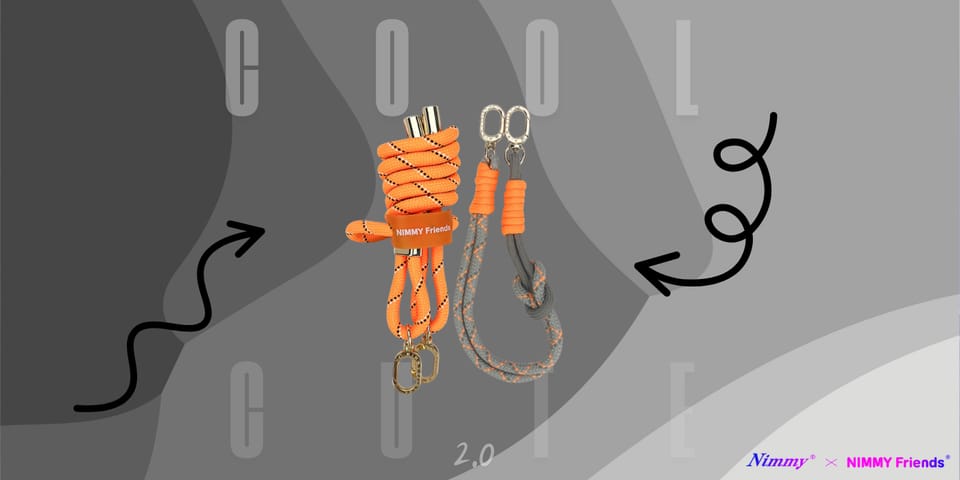 Zestaw crossbody + handstrap Nimmy       Cool&Cute 2.0 pomarańczowo szary