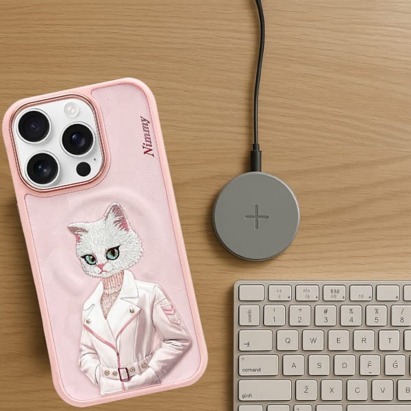 Etui Nimmy Magnetic fashion cute pet     MagSafe do iPhone 16 Pro różowy