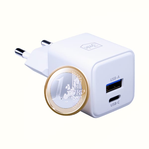 Ładowarka sieciowa 3MK Hyper GaN Charger 20W 1xUSB-A 1XUSB-C PD QC4+ biały