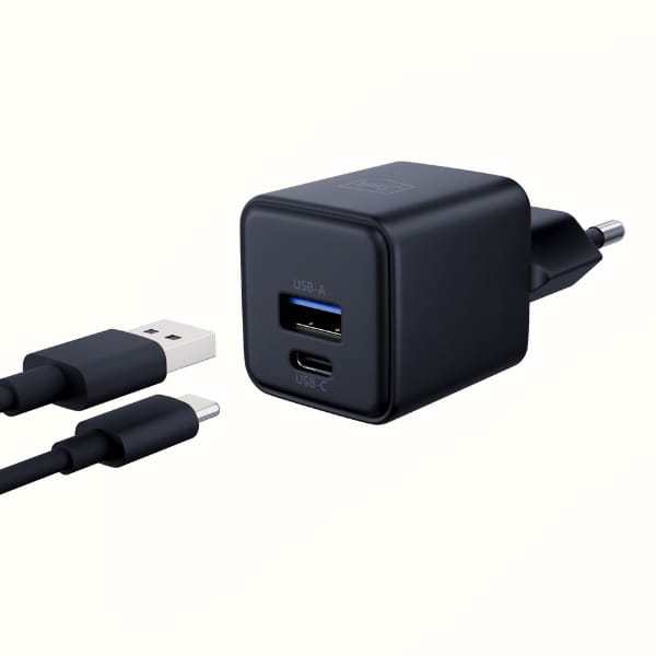 Ładowarka sieciowa 3MK Hyper GaN Charger 20W 1xUSB-A 1XUSB-C PD QC4+ czarny