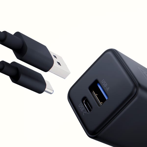 Ładowarka sieciowa 3MK Hyper GaN Charger 20W 1xUSB-A 1XUSB-C PD QC4+ czarny