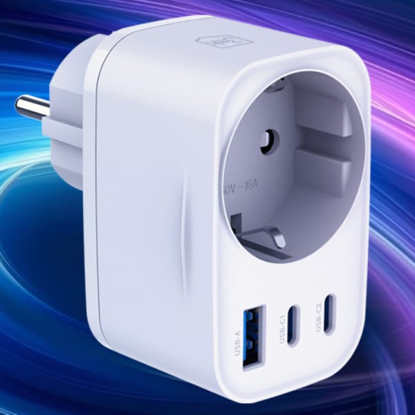 Adapter sieciowy 3MK Hyper Comfort       Charger 30W 1xUSB-A 2xUSB-C 1xSchuko PD QC3.0 biały
