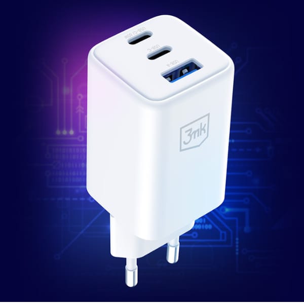 Ładowarka sieciowa 3MK Hyper GaN Charger 65W 1xUSB-A 2xUSB-C PD QC4+ biały