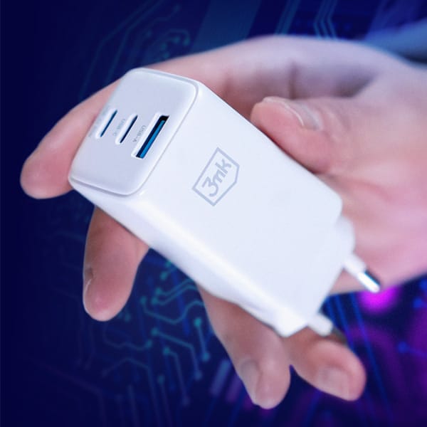Ładowarka sieciowa 3MK Hyper GaN Charger 65W 1xUSB-A 2xUSB-C PD QC4+ biały