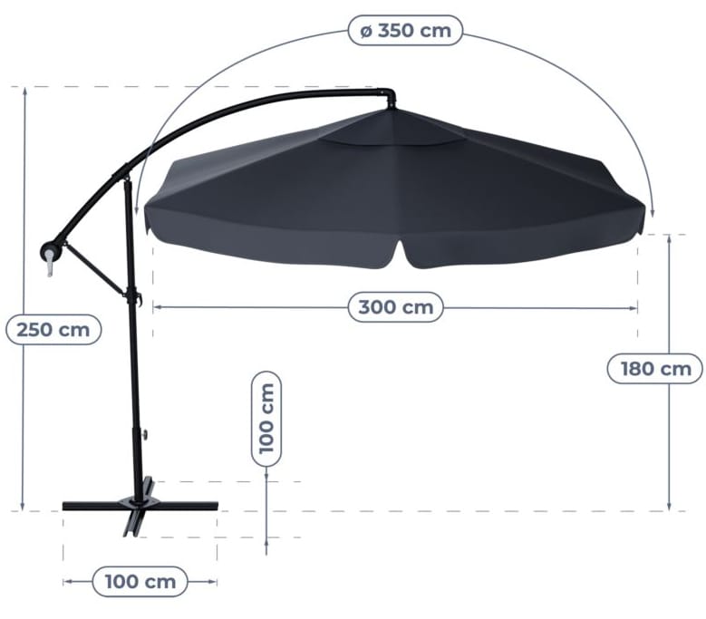 Parasol ogrodowy, duży, składany. Graphite 3,5m