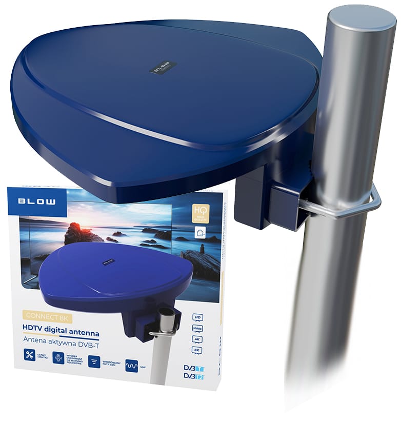 Antena DVB-T2 Blow Connect 8K ze wzmacniaczem, zewnętrzna
