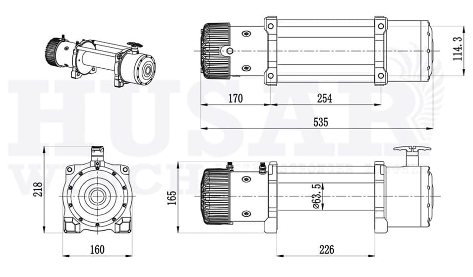 Wyciągarka elektryczna Husar BST 13000 Lbs 5897 kg (Stal 24 V)