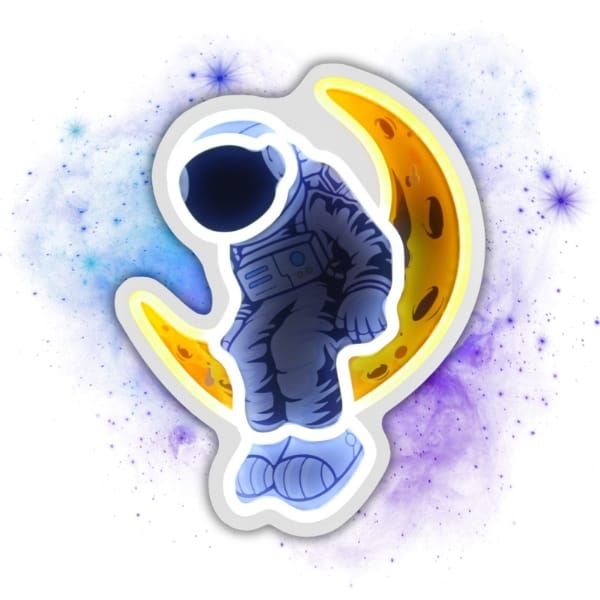 Neon Beline Light Astronauta na księżycu
