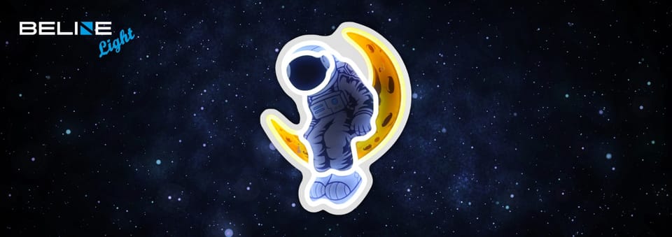 Neon Beline Light Astronauta na księżycu