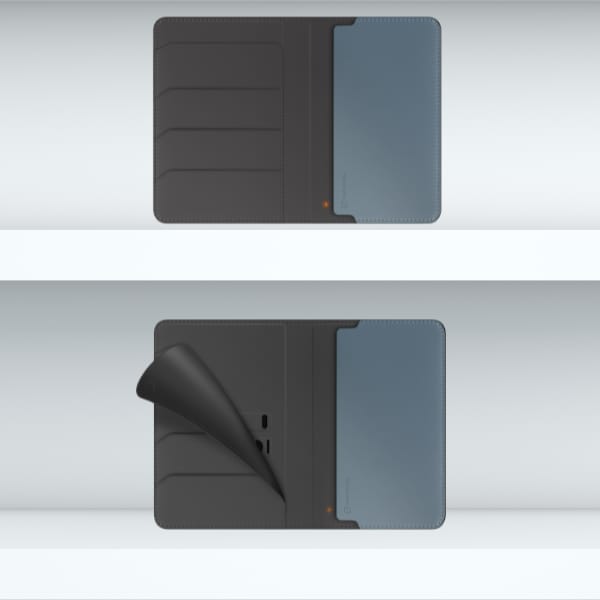 Etui na paszport UNIQ Belmont z Apple    Find My blokada RFID szaro niebieski