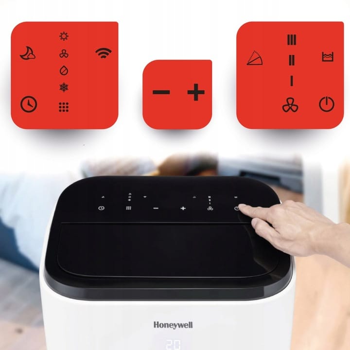 Panel sterowania i pilot zdalnego sterowania klimatyzatora Honeywell