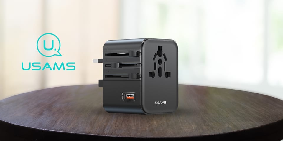 Ładowarka sieciowa USAMS Travel Adapter  CC309 2xUSB-C 25W 4w1 US/AU/EU/UK czarny