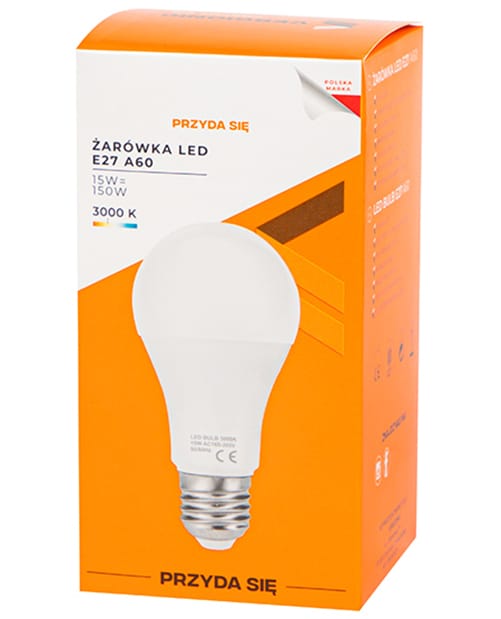 Żarówka LED E27 15W A60 230V biała ciepła