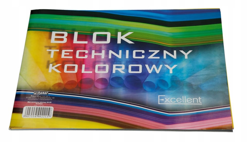 Blok techniczny A4 20k kolorowy EXCELLENT POLIGRAF