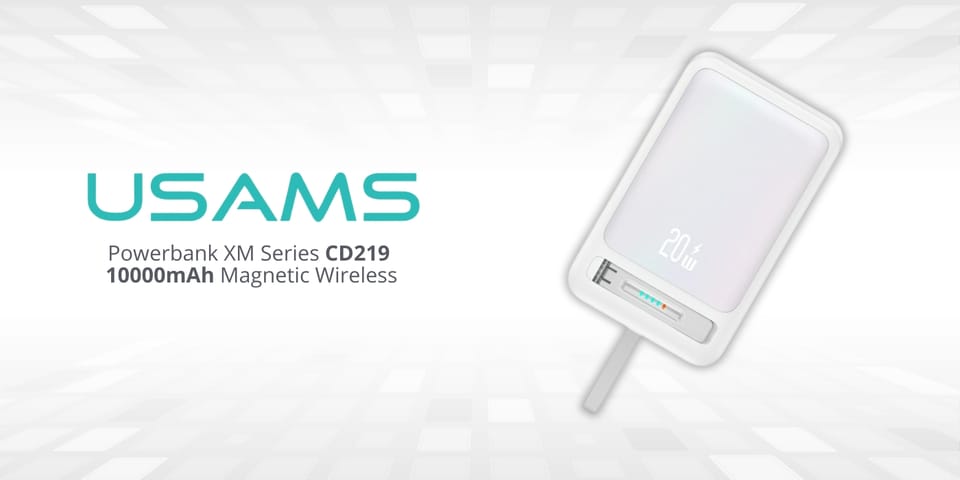 Powerbank USAMS XM Series CD219 10000mAh Magnetic Wireless biały