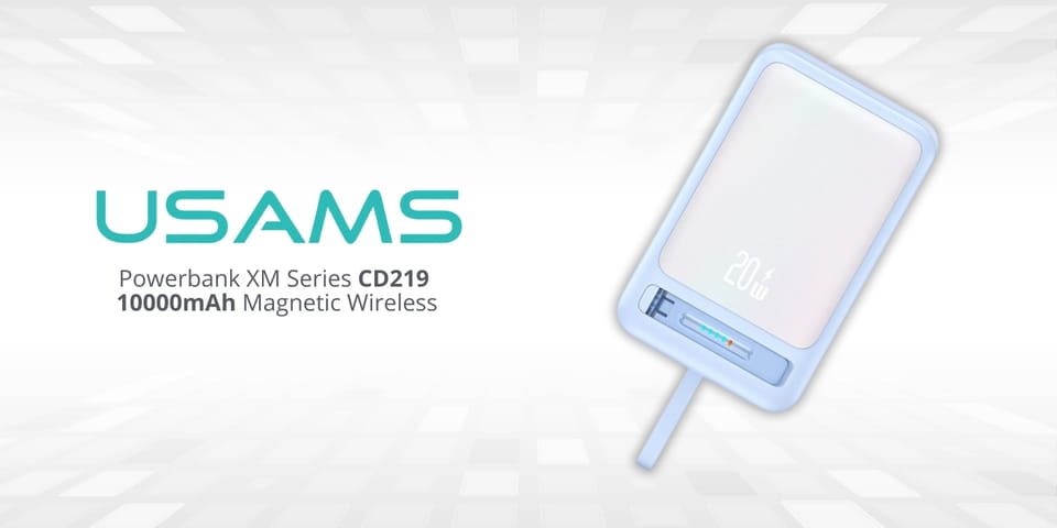Powerbank USAMS XM Series CD219 10000mAh Magnetic Wireless niebieski