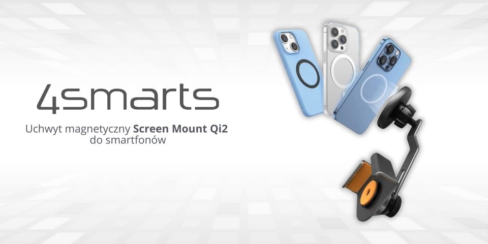 Uchwyt magnetyczny 4smarts Screen Mount  Qi2 na monitor do smartfonów szary