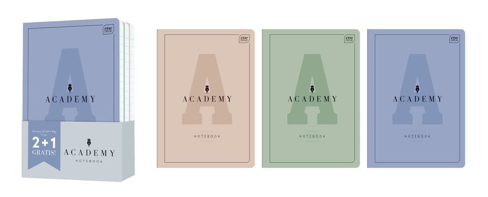 Zeszyt A5 60k linia ACADEMY Hyb. 3 sztuki INTERDRUK