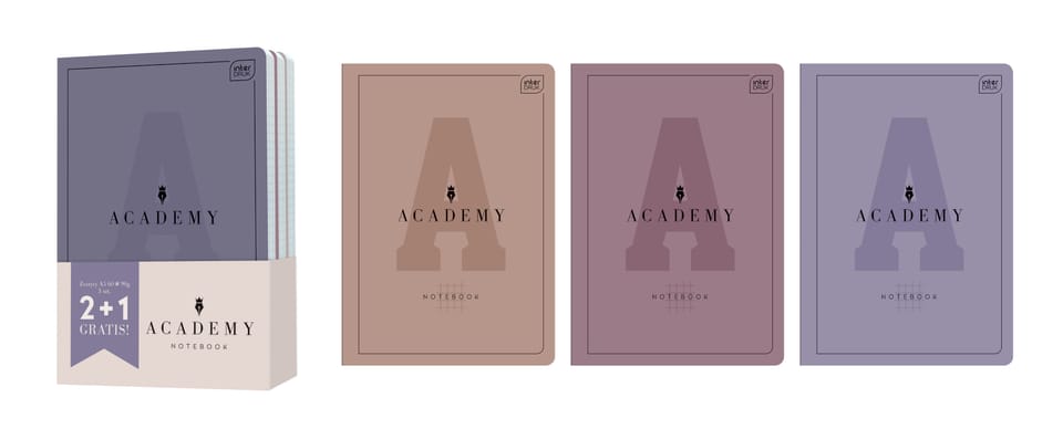 Zeszyt A5 60k kratka ACADEMY Hyb. (3szt) INTERDRUK