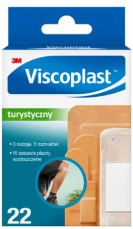 Plaster uniwersalny VISCOPLAST, zestaw turystyczny 5 rozmiarów 22sztuki 3M
