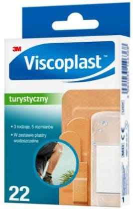Plastrty uniwersalne VISCOPLAST, zestaw turystyczny 5 rozmiarów 22sztuki 3M