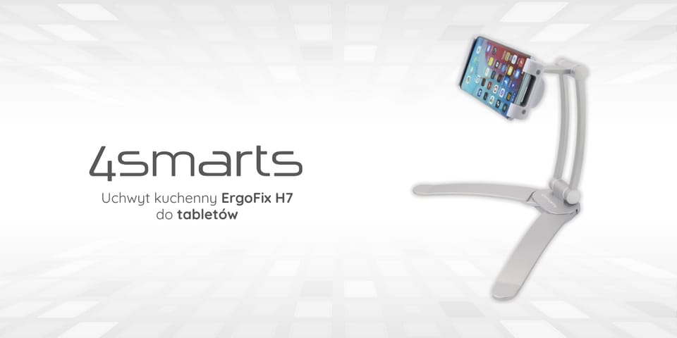 Uchwyt kuchenny 4smarts ErgoFix H7 do    tabletów i smartfonów, srebrny