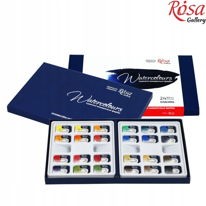 Farby akwarelowe w kostkach classic ROSA GALLERY 24kol. 2,5ml. 340024 KOH-I-NOOR
