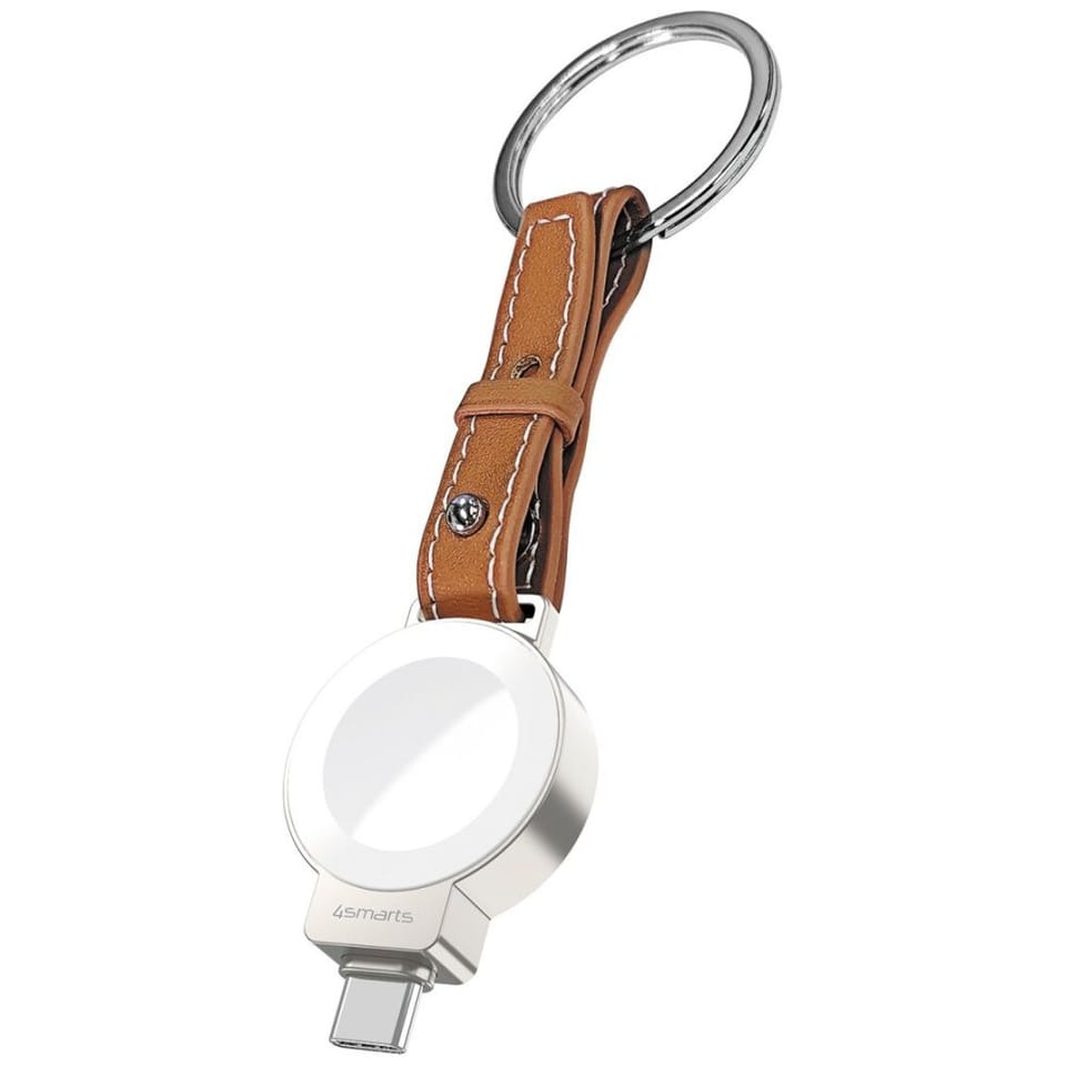 Zestaw akcesoriów 4w1 4smarts Style      portfel MagSafe, ładowarka do Apple Watch, pasek do Apple Watch, etui na AirTag, brązowy