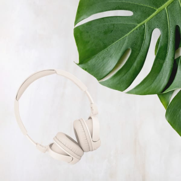 Słuchawki nauszne Guess Bluetooth 5.3    Metal Logo Script beżowy