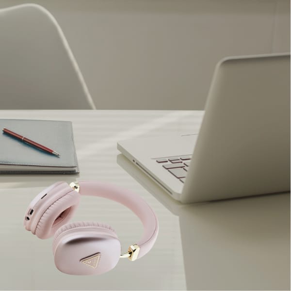 Słuchawki nauszne Guess Bluetooth 5.3    Metallic Triangle Logo różowy