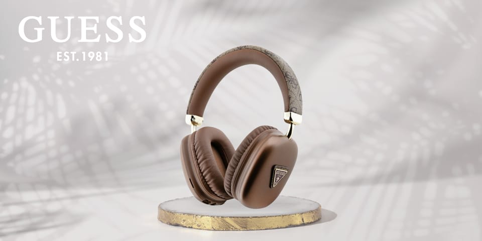 Słuchawki nauszne Guess Bluetooth 5.3 4G Triangle Logo brązowy