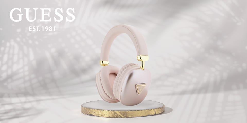 Słuchawki nauszne Guess Bluetooth 5.3 4G Triangle Logo różowy