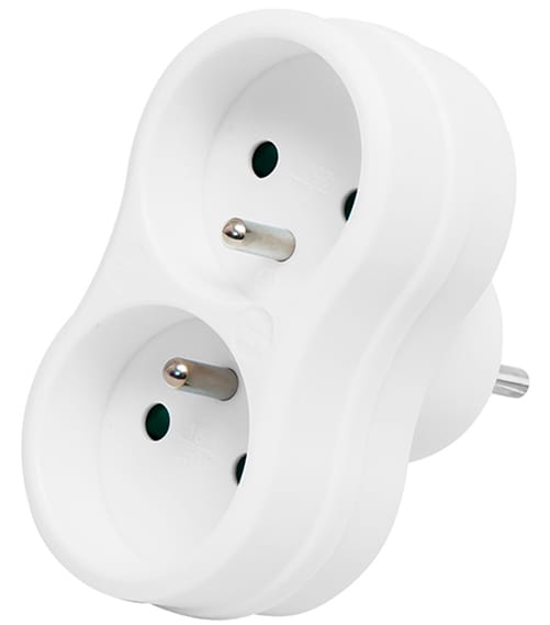 Rozgałeźnik wtyczkowy 2-gniazda z/u biały R-270P