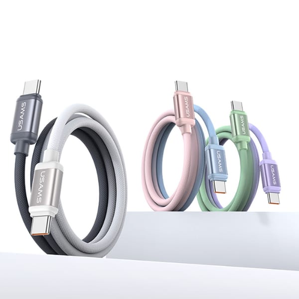 Kabel USAMS Bicolor Series SJ756 PD 60W  USB-C/USB-C 1.2m zielono fioletowy
