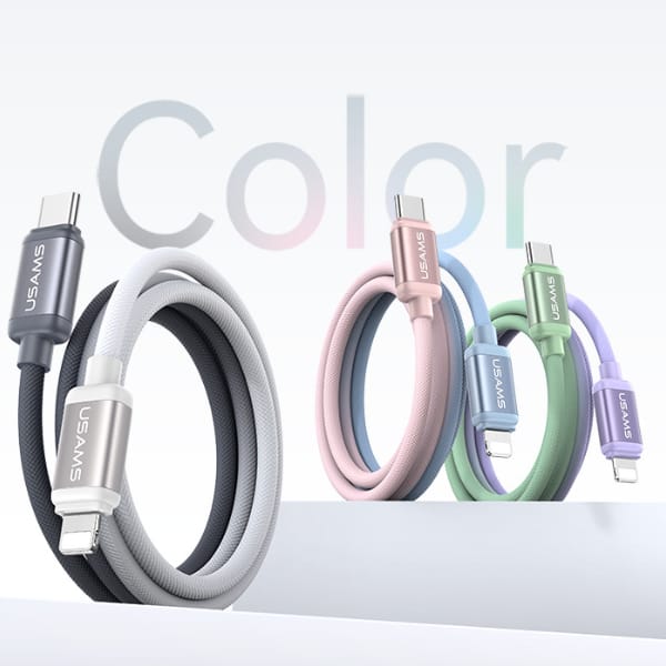 Kabel USAMS Bicolor Series SJ757 PD 30W  USB-C/Lightning 1.2m czarno biały