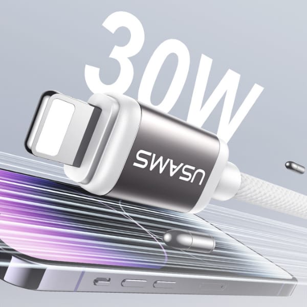 Kabel USAMS Bicolor Series SJ757 PD 30W  USB-C/Lightning 1.2m czarno biały