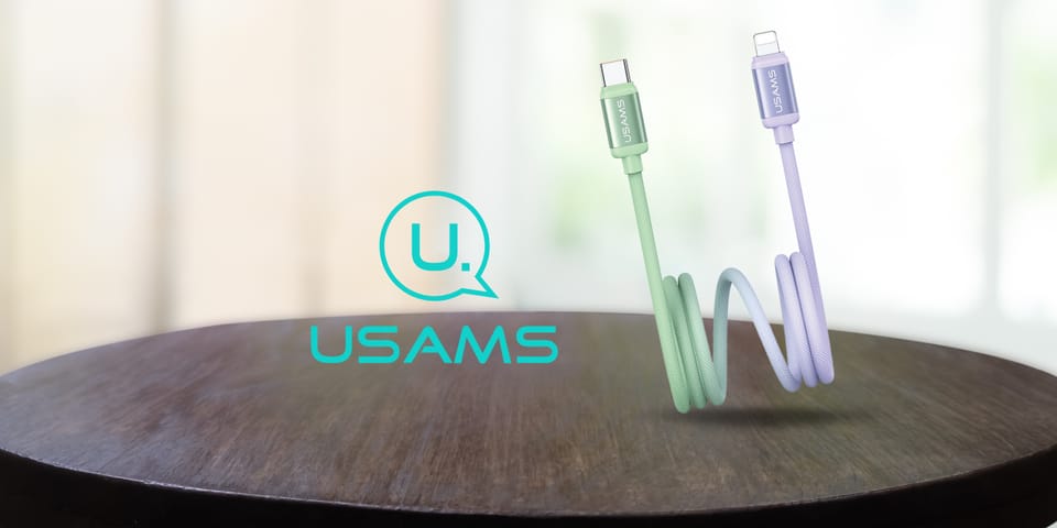 Kabel USAMS Bicolor Series SJ757 PD 30W  USB-C/Lightning 1.2m zielono fioletowy