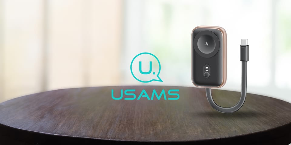 Ładowarka indukcyjna 2w1 Usams CD245 do  Apple Watch z powerbankiem 1200mAh + kabel USB-C tarnish